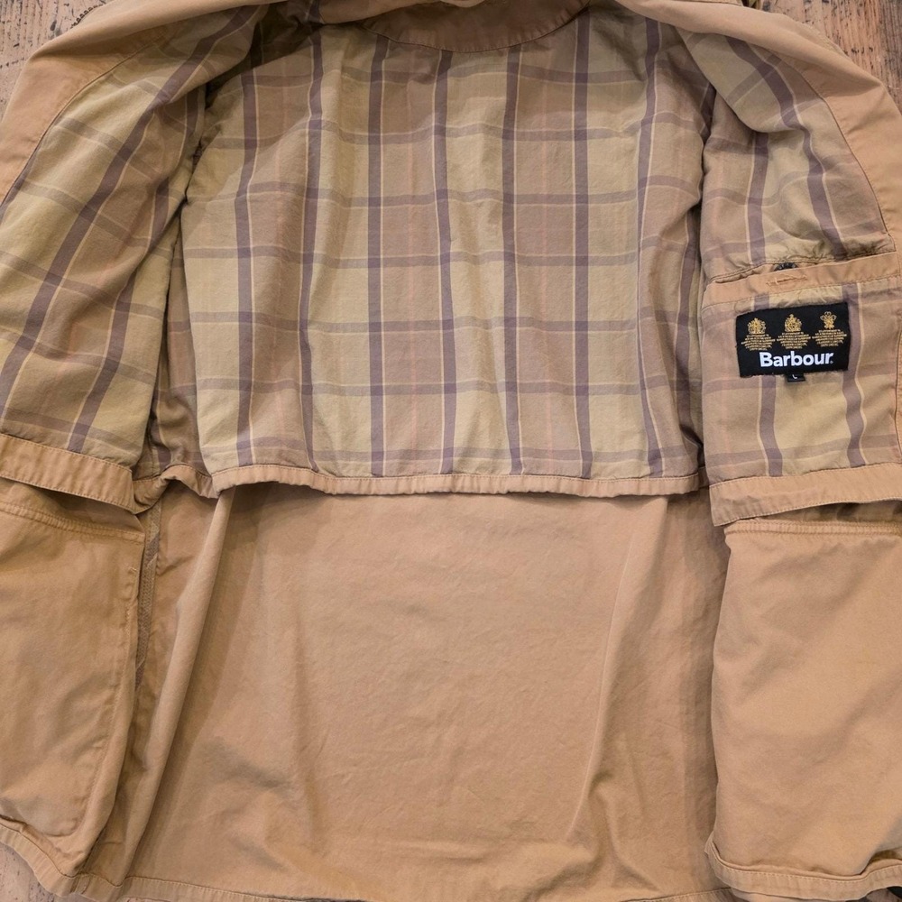 Vtg BARBOUR Men's L Washed Twill Trooper Field Jacket Tan Rugged Preppy‎ Utility - Picture 10 of 14